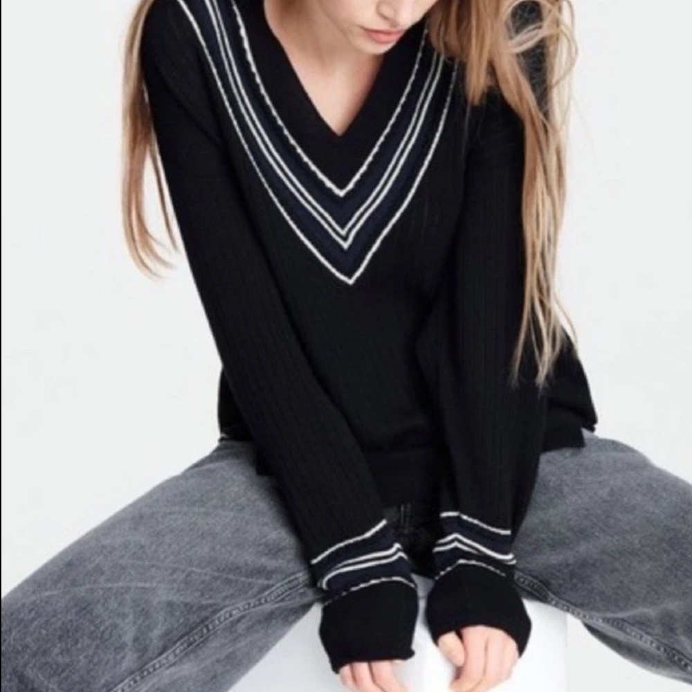 rag & bone Merino Wool Blend Striped Cricket Sweater S